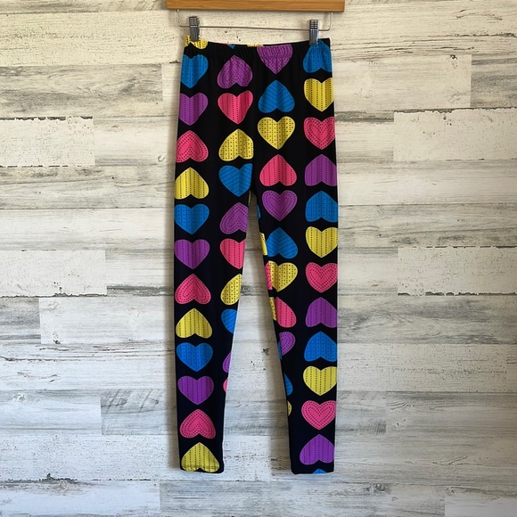 Adorable Colorful Heart Neon Love Leggings One Size - Picture 1 of 14